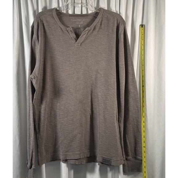Calvin Klein Cotton Long Sleeve T-Shirt Taupe L sustainable casual 77-22 - Picture 9 of 14